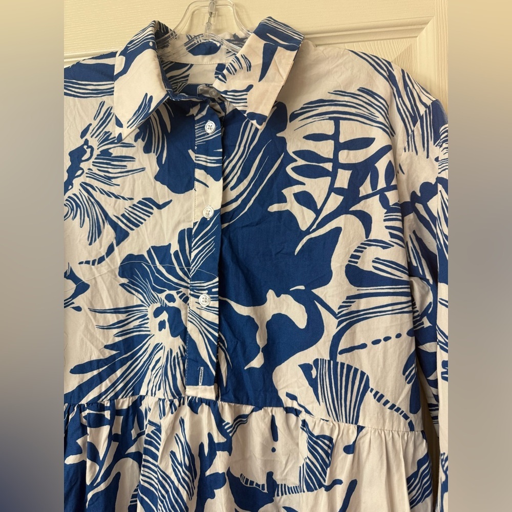 MAEVE by ANTHROPOLOGIE Bettina Blue Floral Tiered Maxi Dress Small S NWOT - Picture 6 of 8